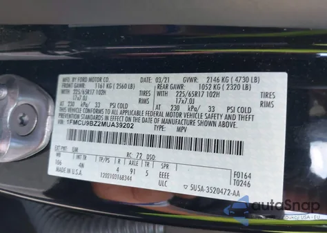 2014 Ford Escape Se z USA, uszkodzony, nr VIN 1FMCU9GXXEUD35349